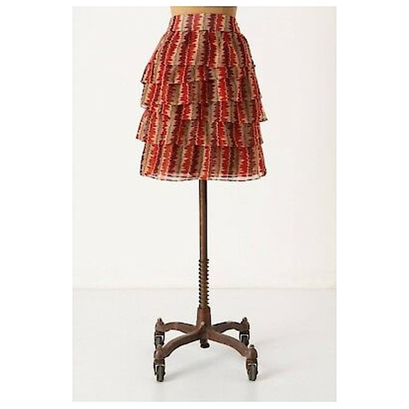 Anna Sui Dresses & Skirts - NWT ANNA SUI Anthropologie rare Terrawatt tiered red multi skirt 8 new with tags